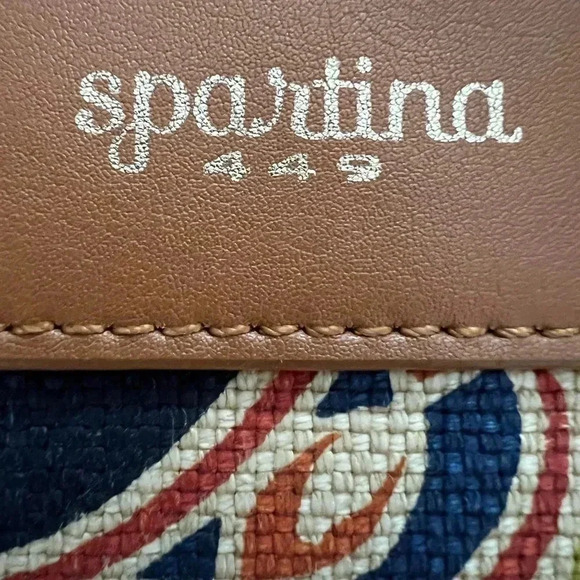 Spartina 449 leather & linen handbag - Picture 2 of 16